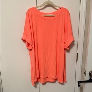 Zenana Outfitters Bright Coral Short Sleeve Top